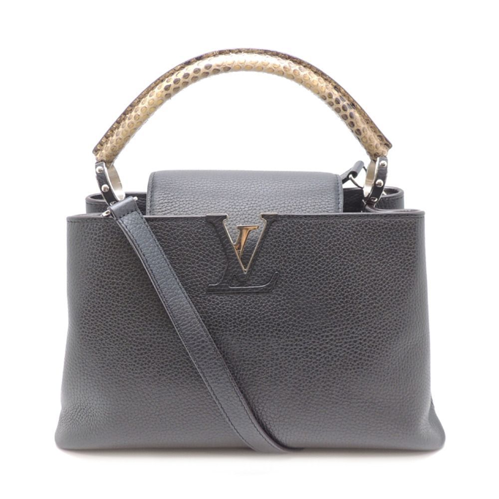Louis Vuitton Taurillon Capucines MM Handbag Black